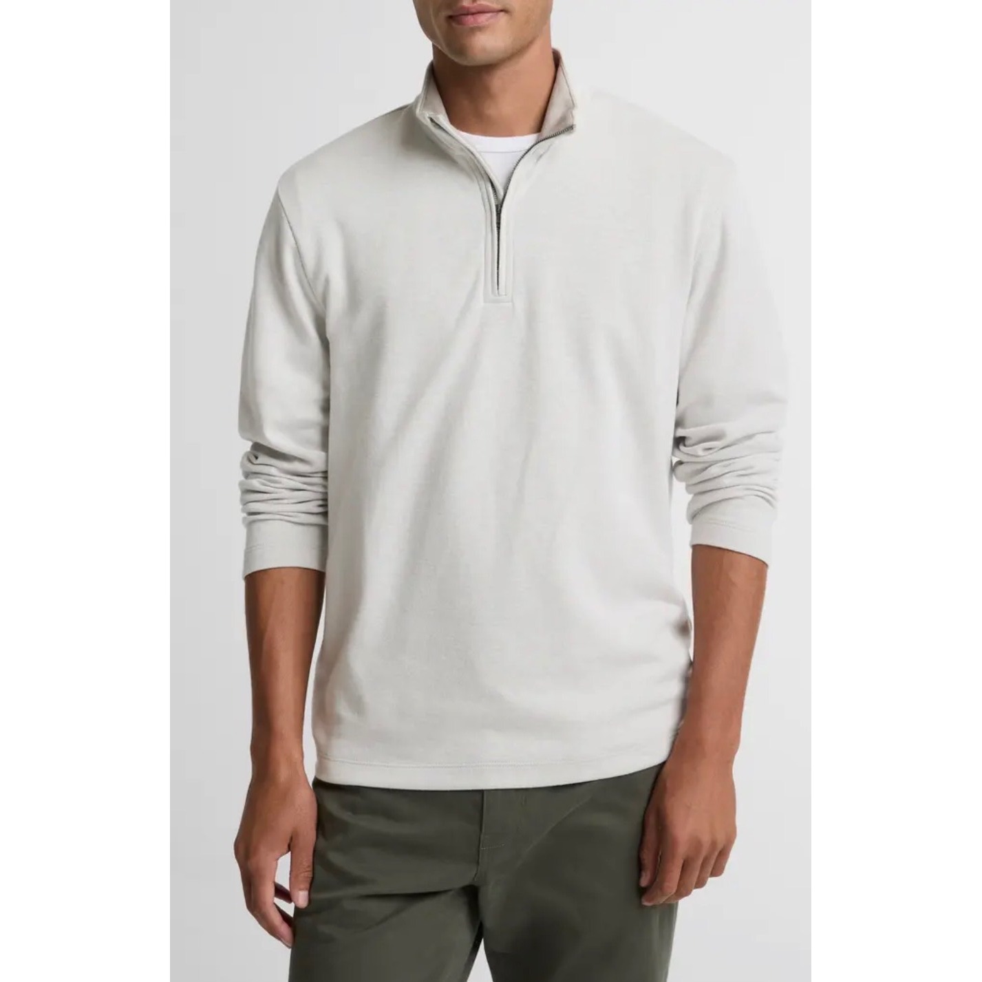 Vince Mens Quarter Zip Pullover Beige 100% Cotton French Terry Size Large